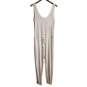 N:PHILANTHROPY World Jumpsuit Womens XS Beige Drawstring Waist Ribbed $178 NWT